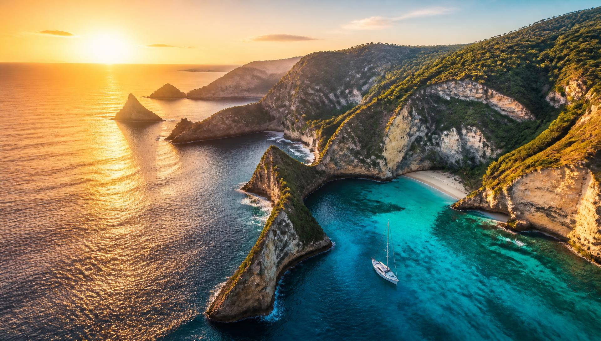 Stunning coastal landscape with turquoise water and dramatic cliffs